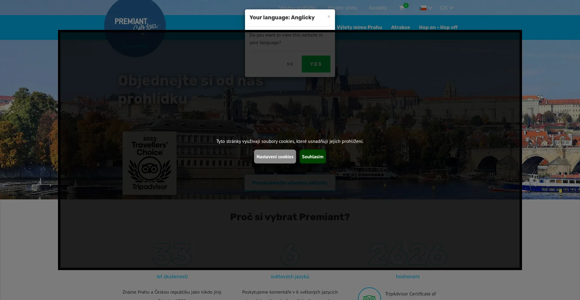 Website screenshot of Premiant.cz