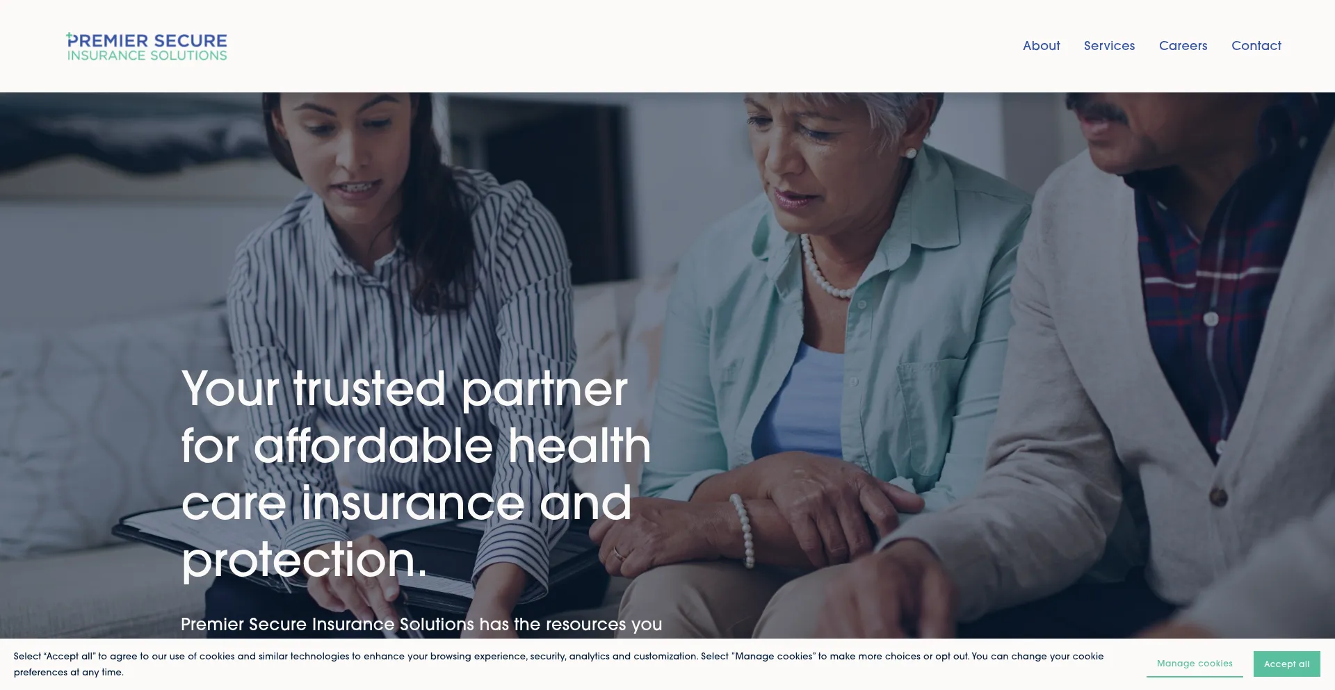 Website screenshot of Premiersecureinsurance.com