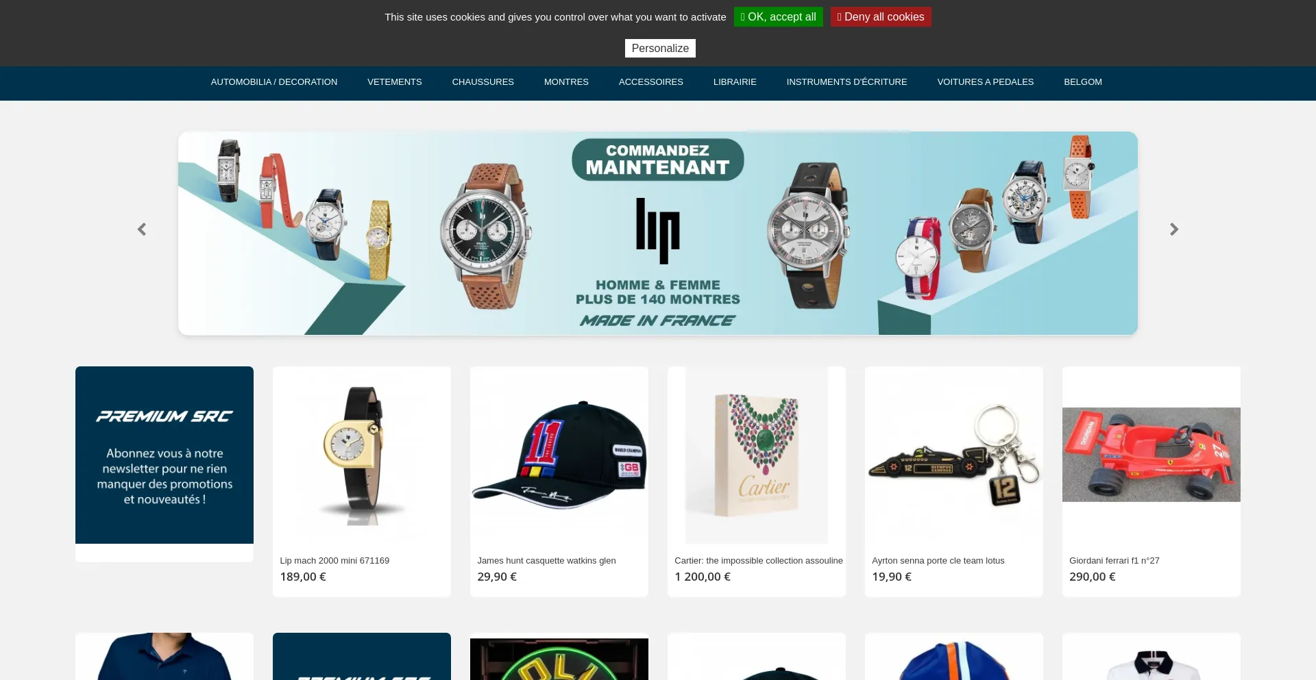 Website screenshot of Premiumsportsandracingcars.com