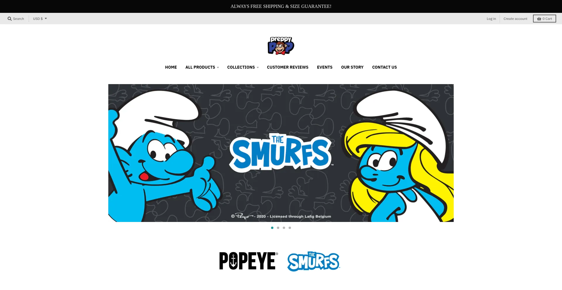 Website screenshot of Preppypop.com