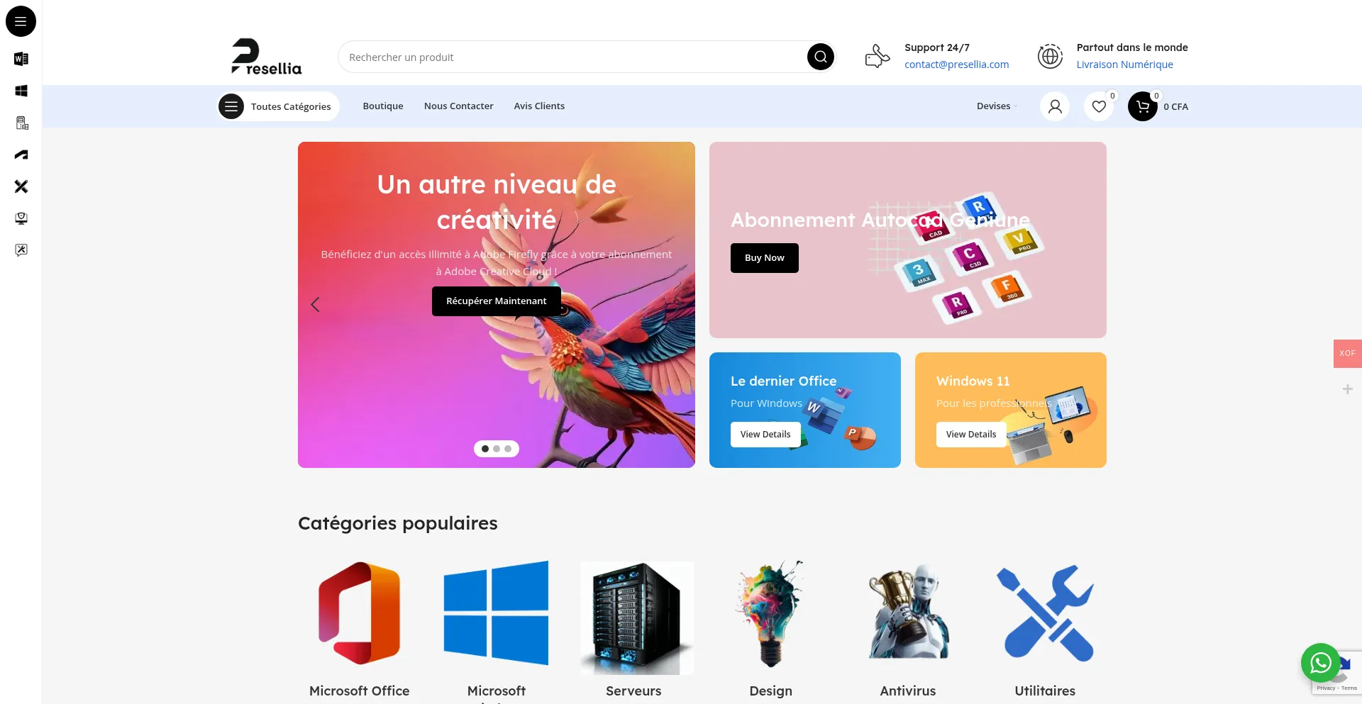 Website screenshot of Presellia.com