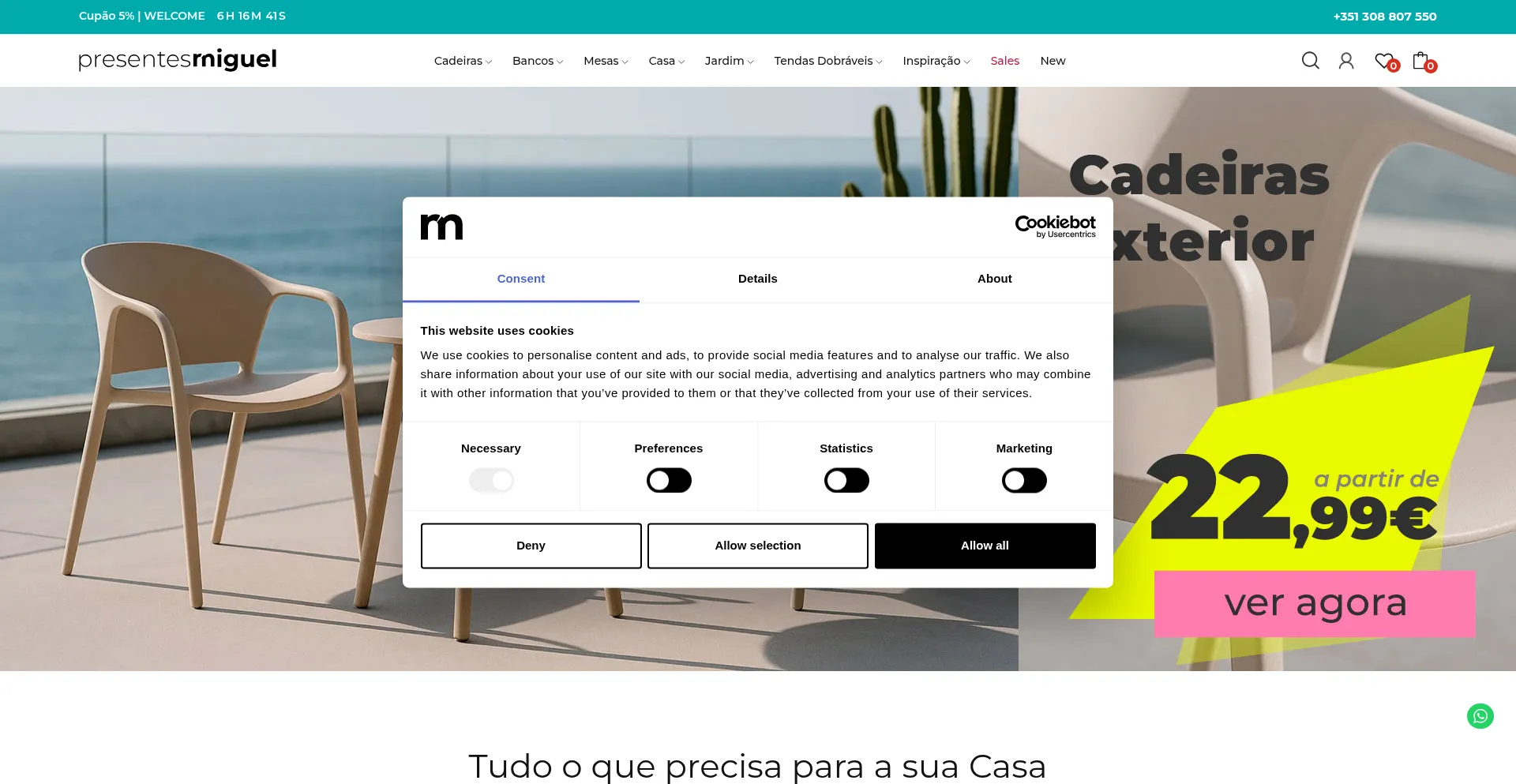 Website screenshot of Presentesmiguel.pt
