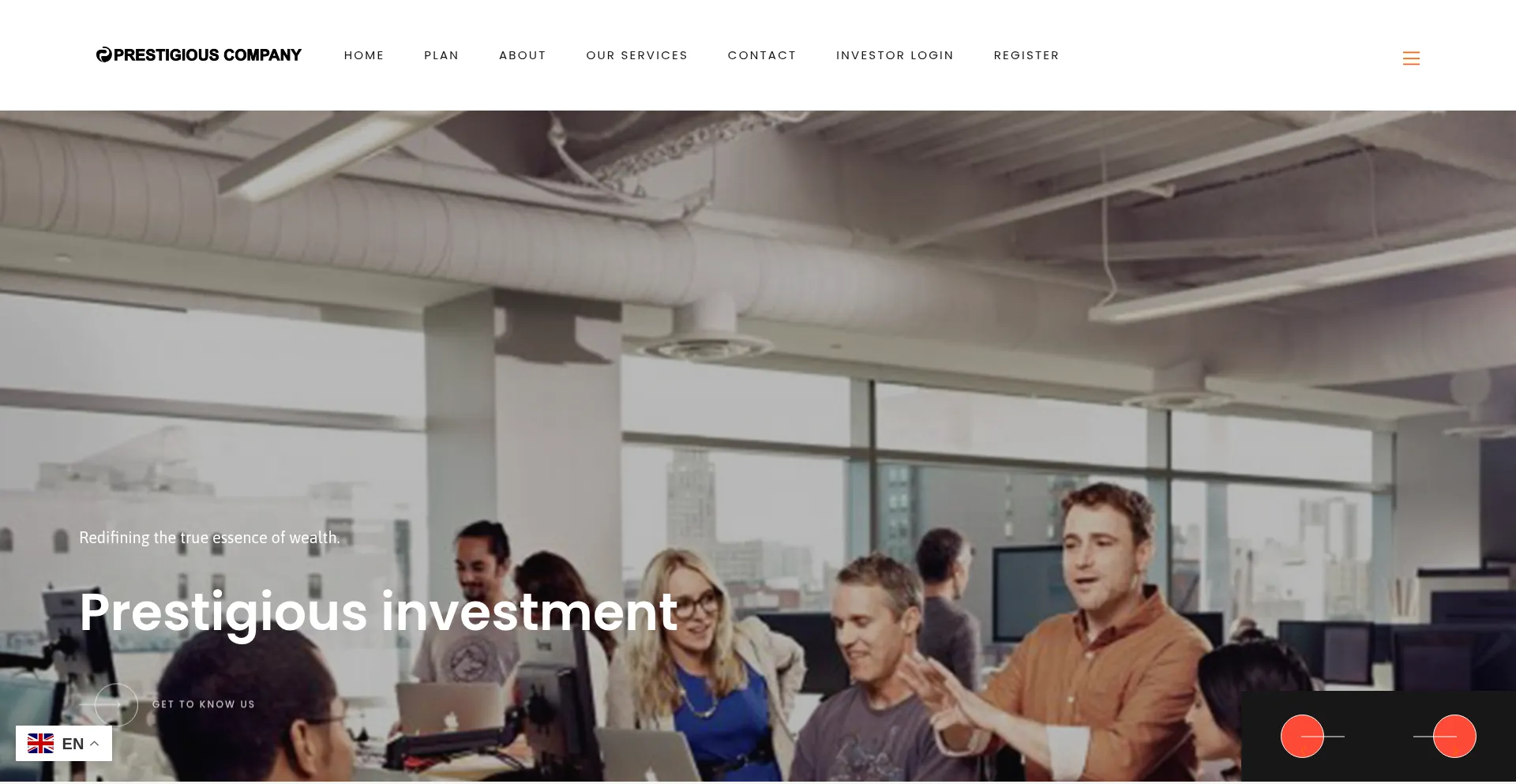Website screenshot of Prestigcominv.org