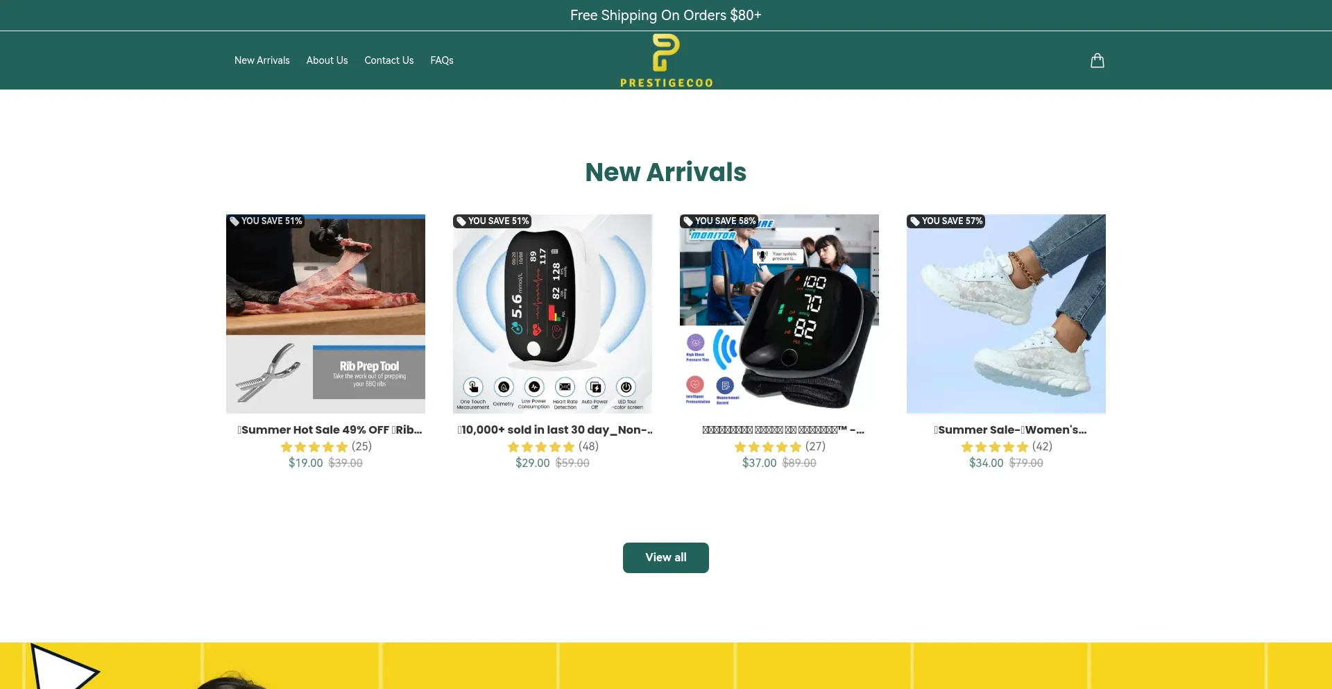 Website screenshot of Prestigecoo.com