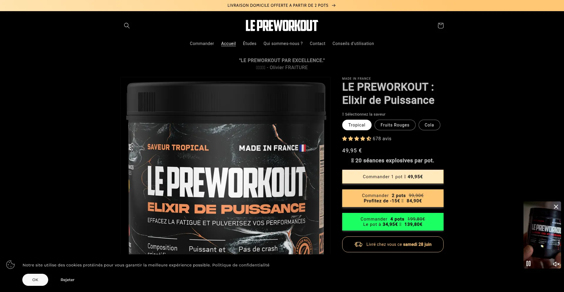 Website screenshot of Preworkout.fr