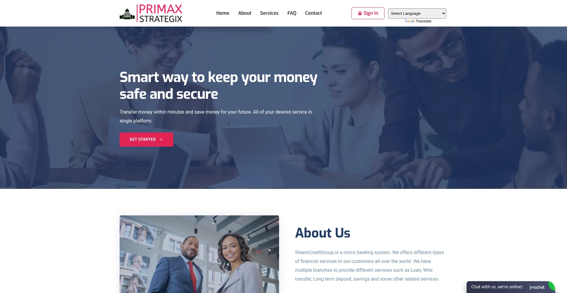 Website screenshot of Primaxstrategix.com