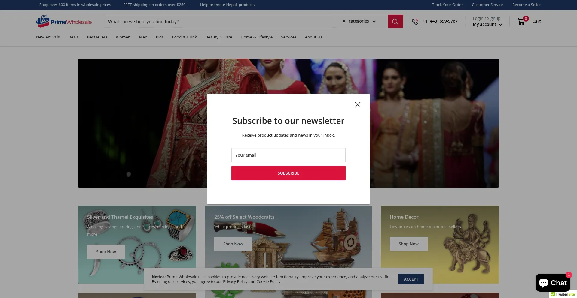 Website screenshot of Primeemarket.com