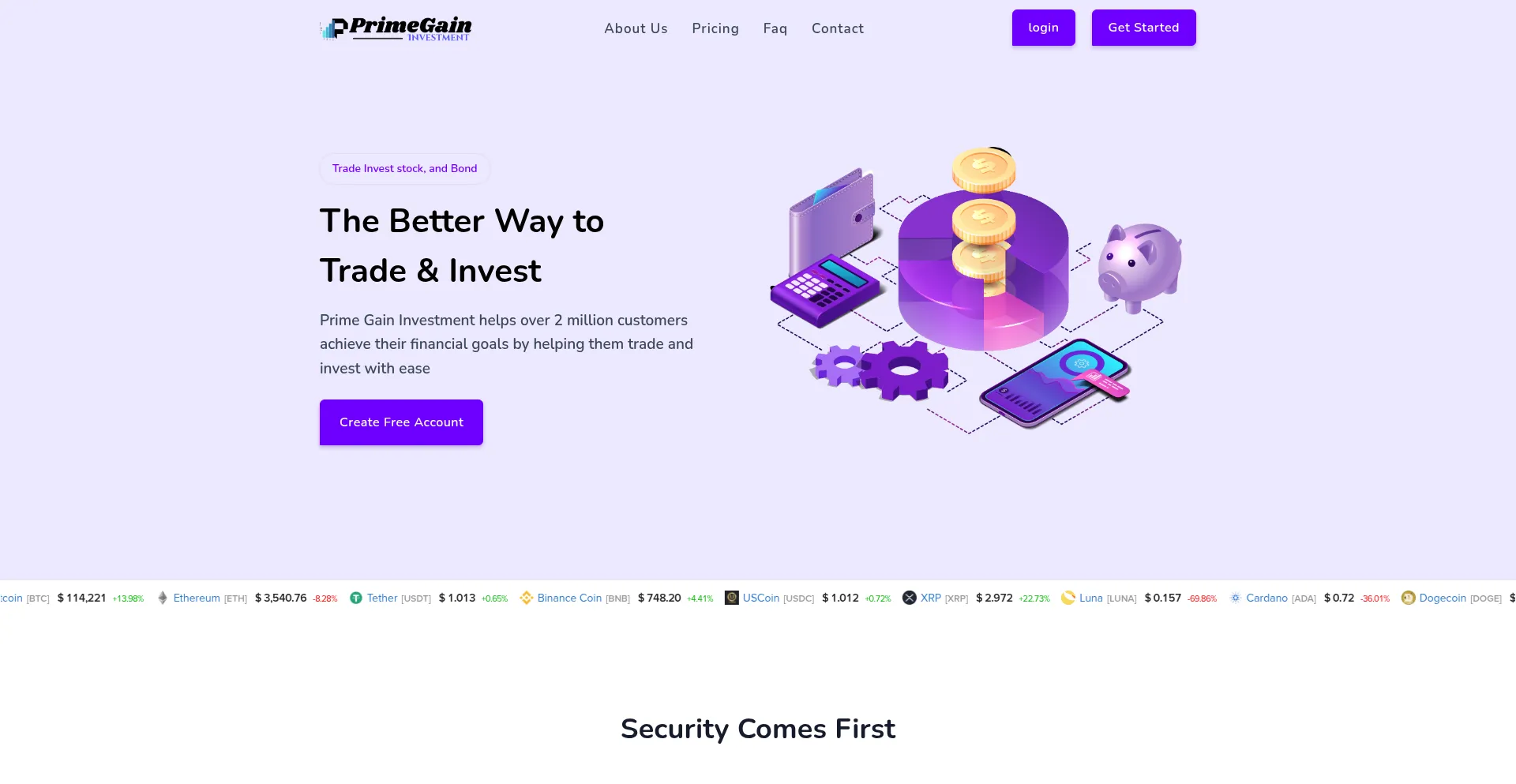 Website screenshot of Primegaininvest.com