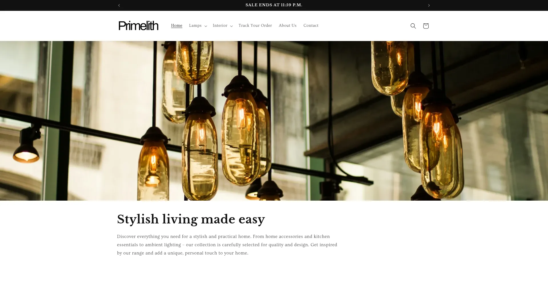 Website screenshot of Primelith.com