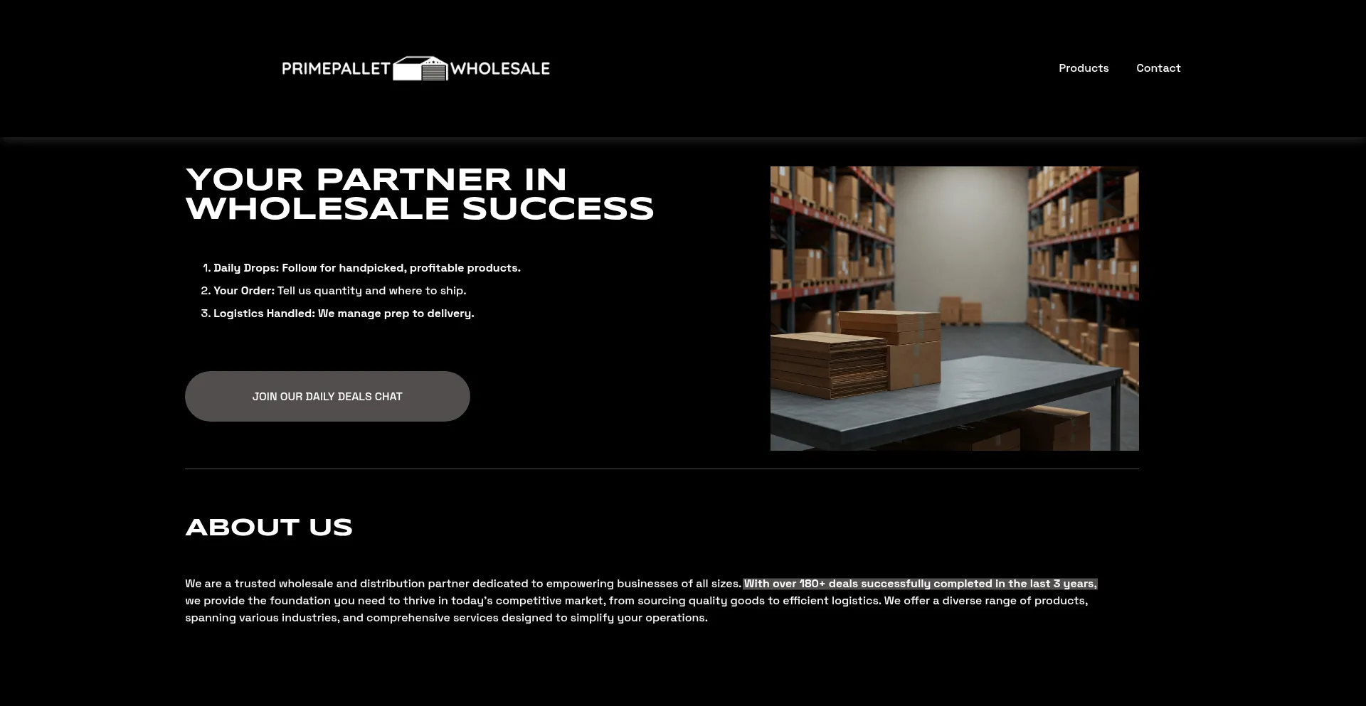 Website screenshot of Primepalletllc.com