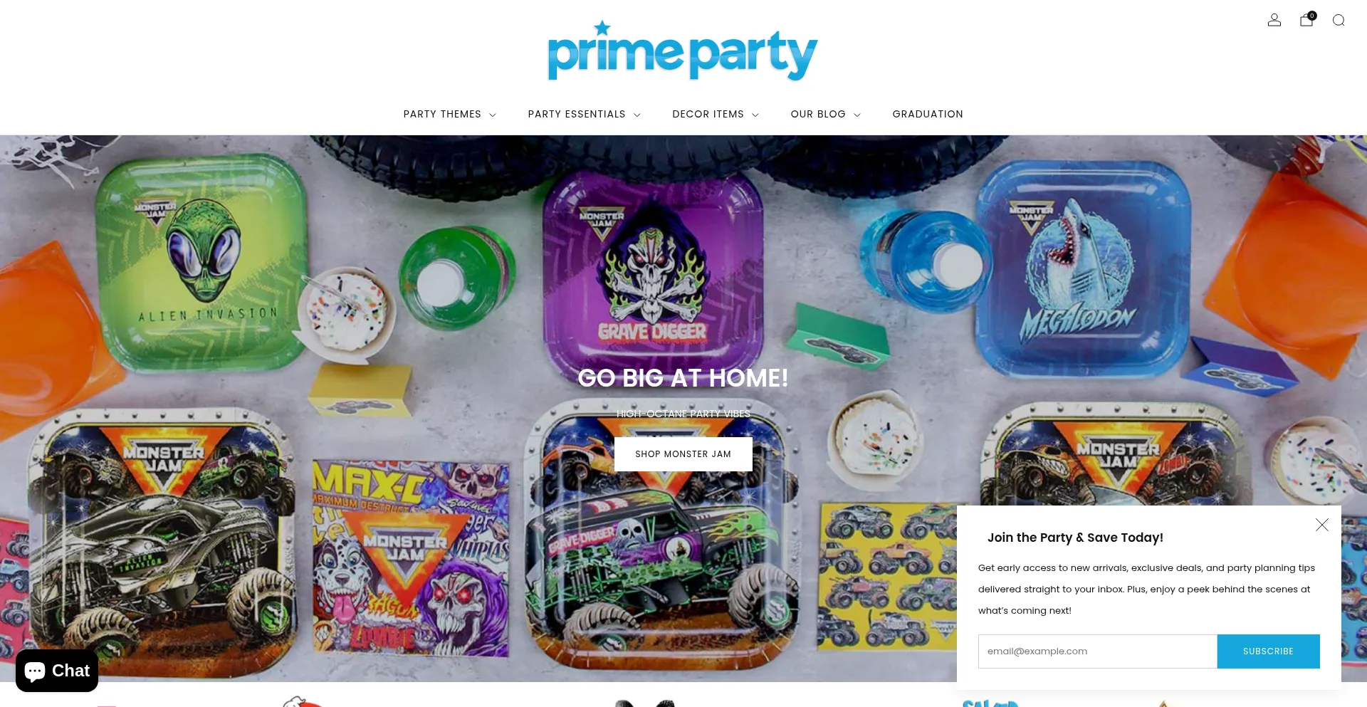 Website screenshot of Primeparty.com