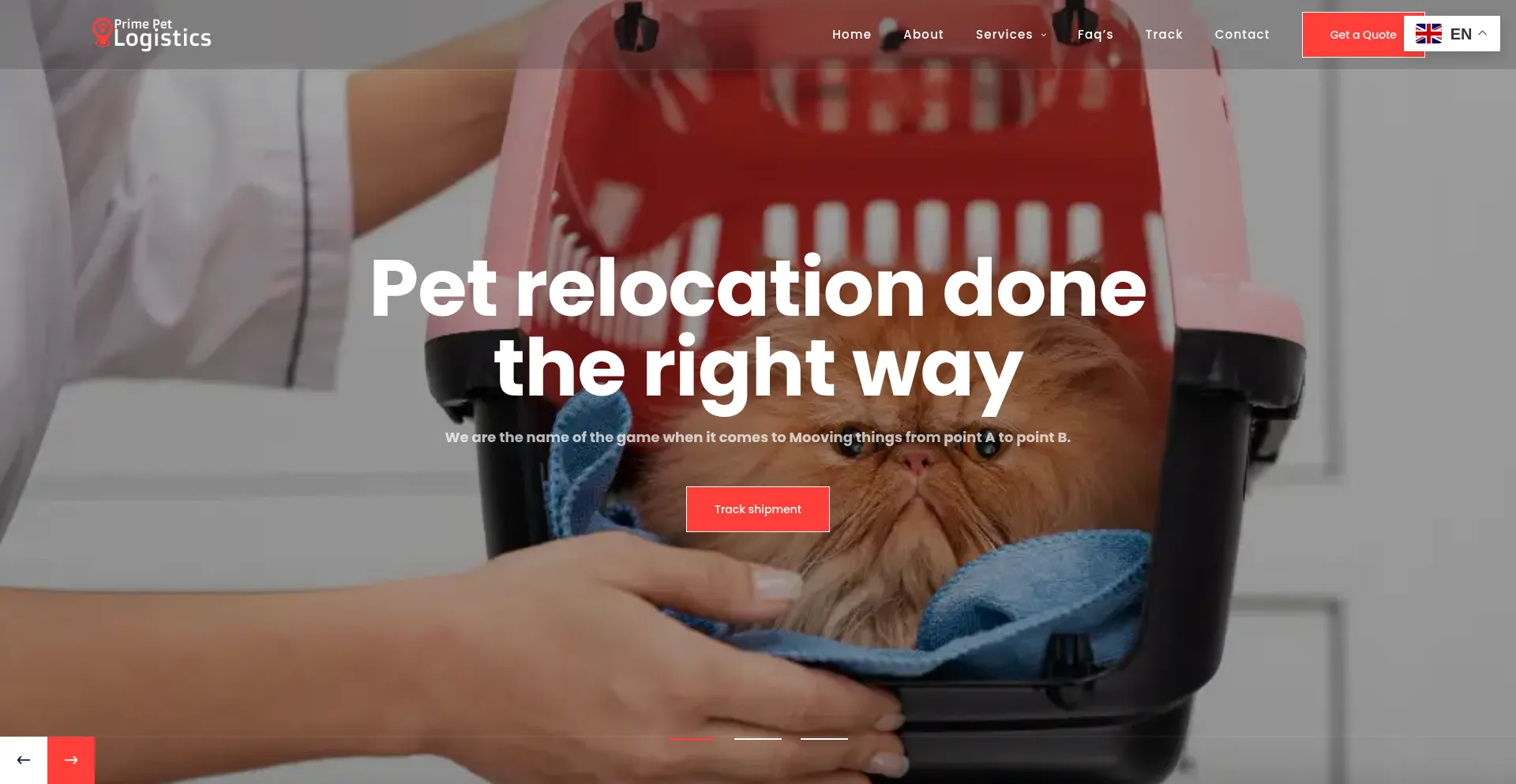 Website screenshot of Primepetlogistics.com