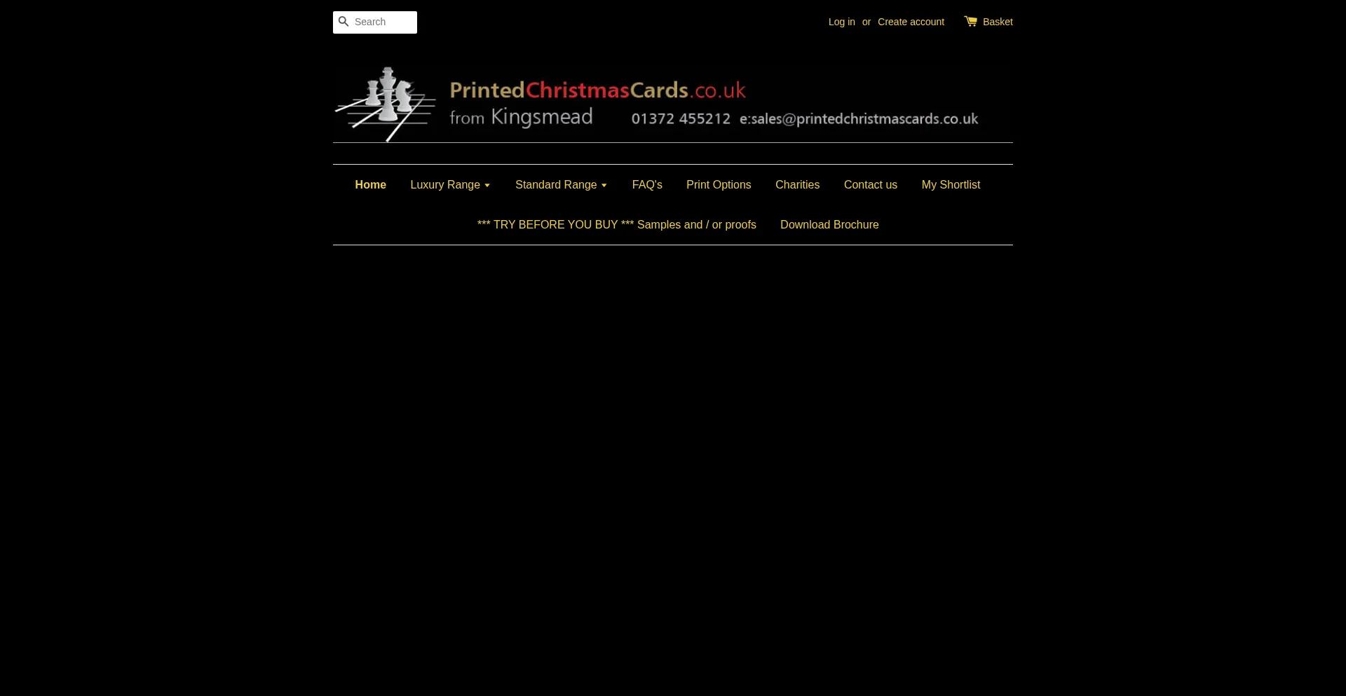 Website screenshot of Printedchristmascards.co.uk