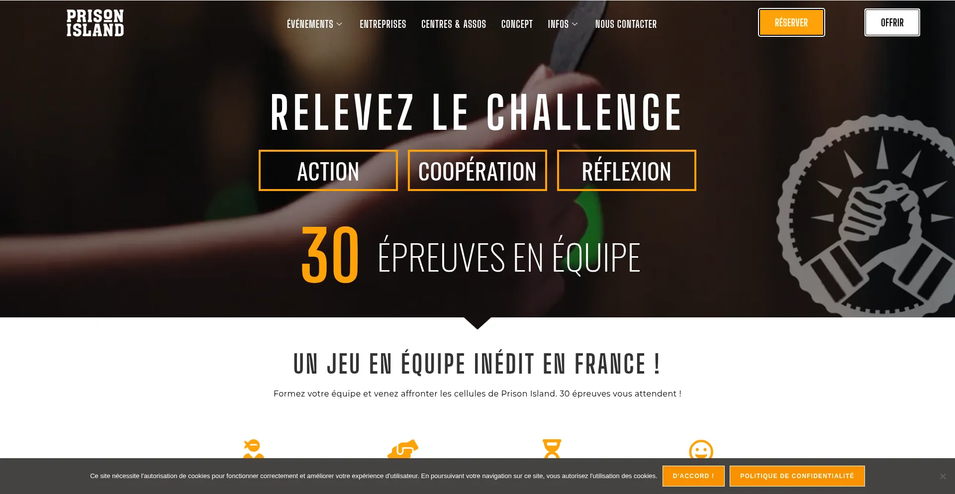 Website screenshot of Prisonisland-lille.fr