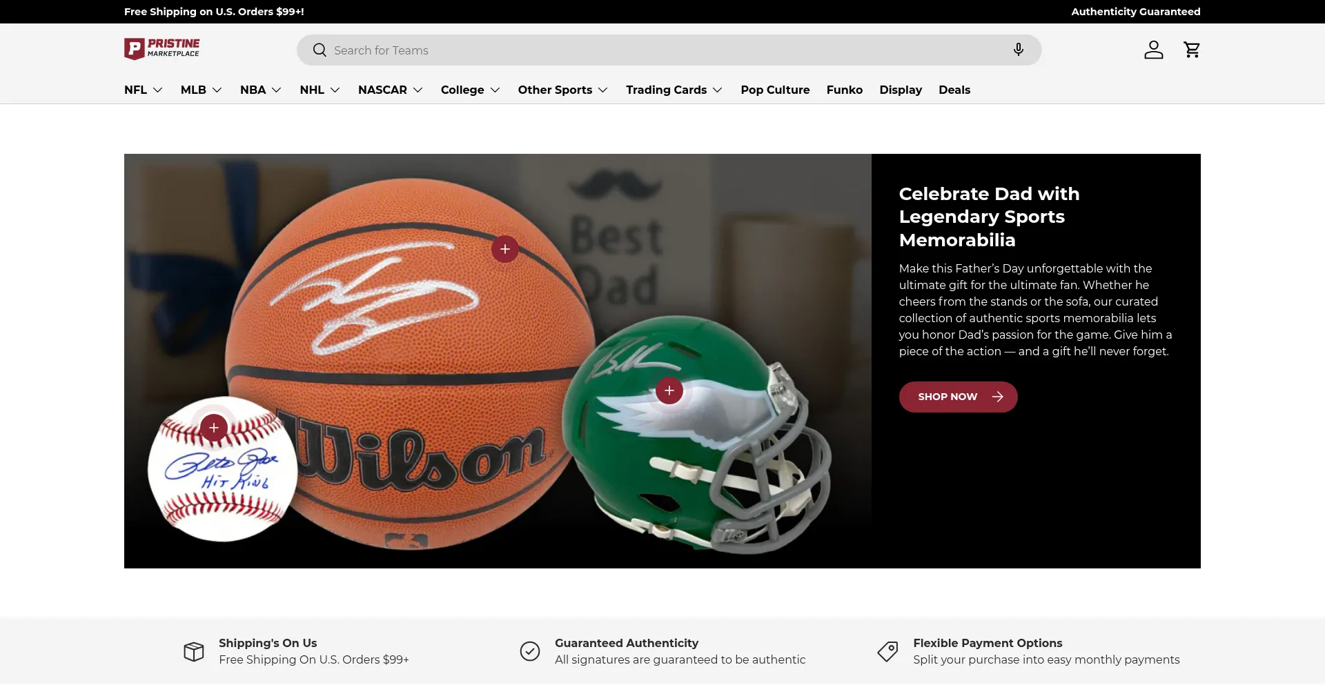 Website screenshot of Pristinemarketplace.com