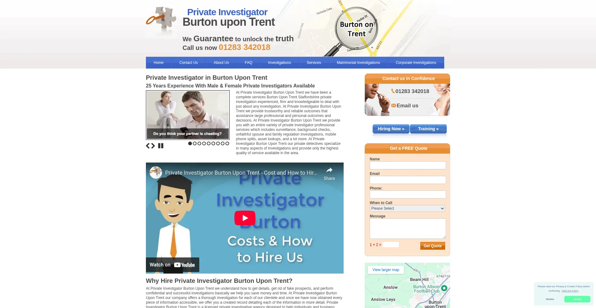 Website screenshot of Private-investigator-burton-upon-trent.co.uk