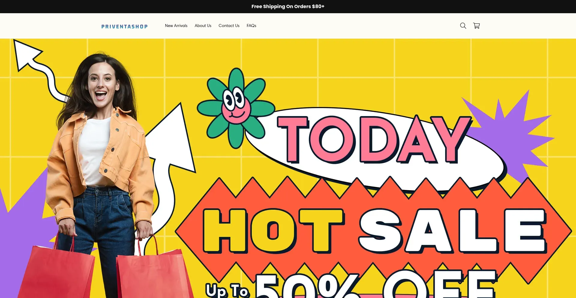 Website screenshot of Priventashop.com