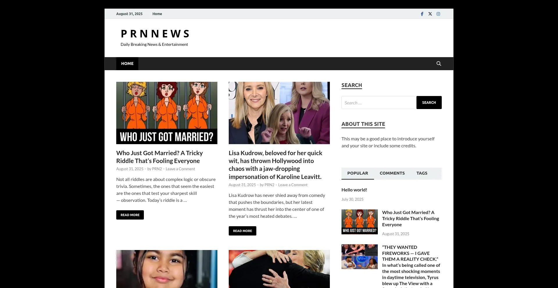 Website screenshot of Prn2news.store