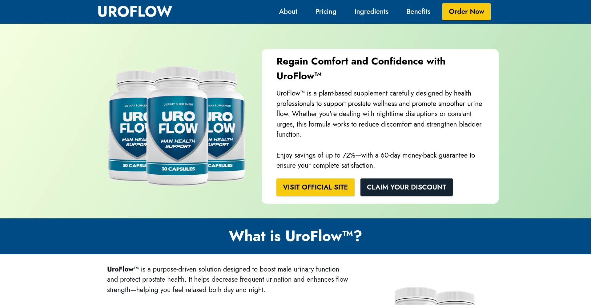 Website screenshot of Pro--uroflow.com
