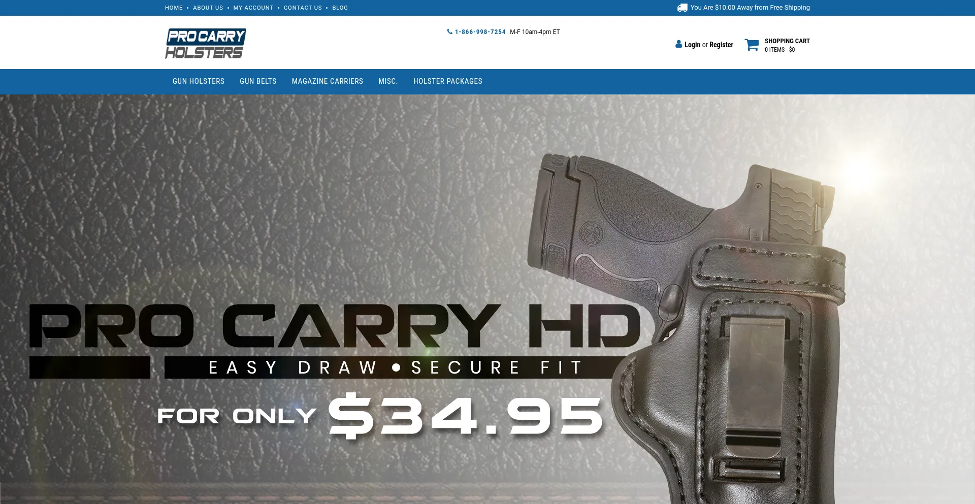 Website screenshot of Procarryholsters.com