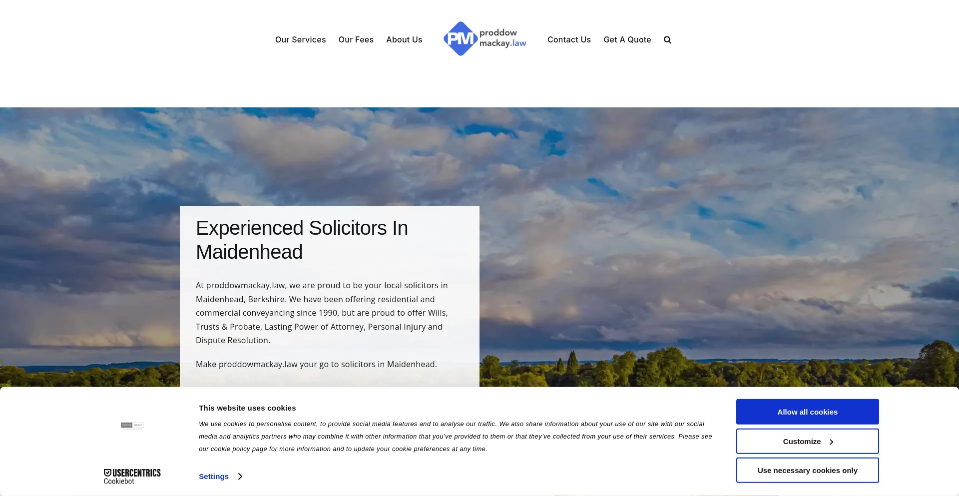 Website screenshot of Proddowmackay.law