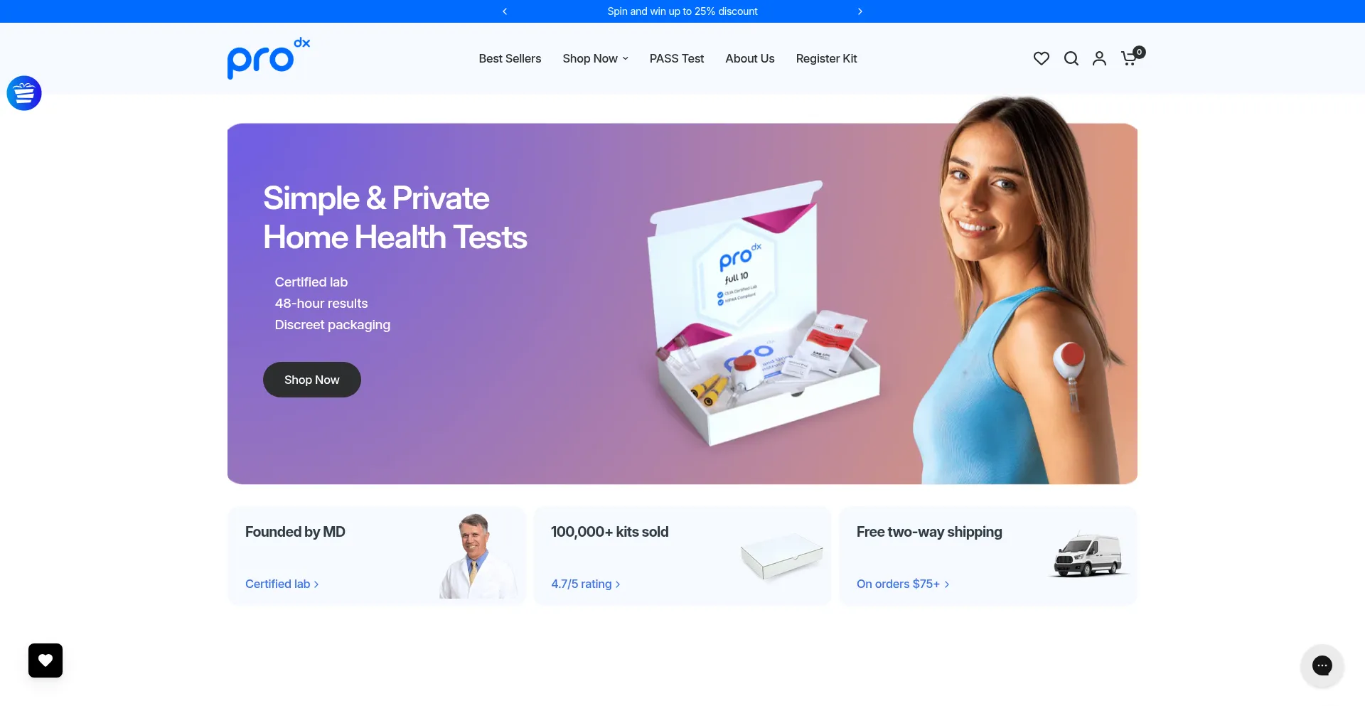 Website screenshot of Prodxhealth.com