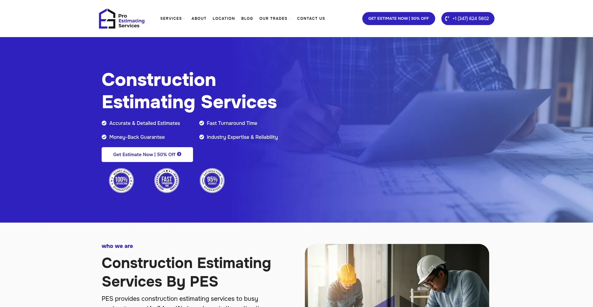 Website screenshot of Proestimatingservices.com