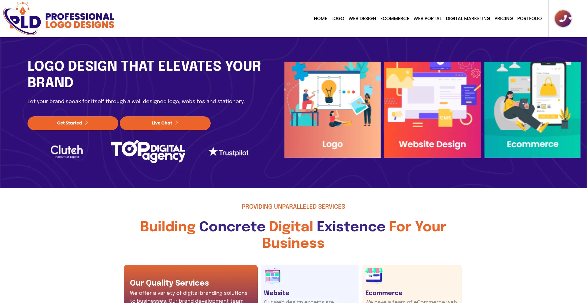 Website screenshot of Professionallogodesign.net