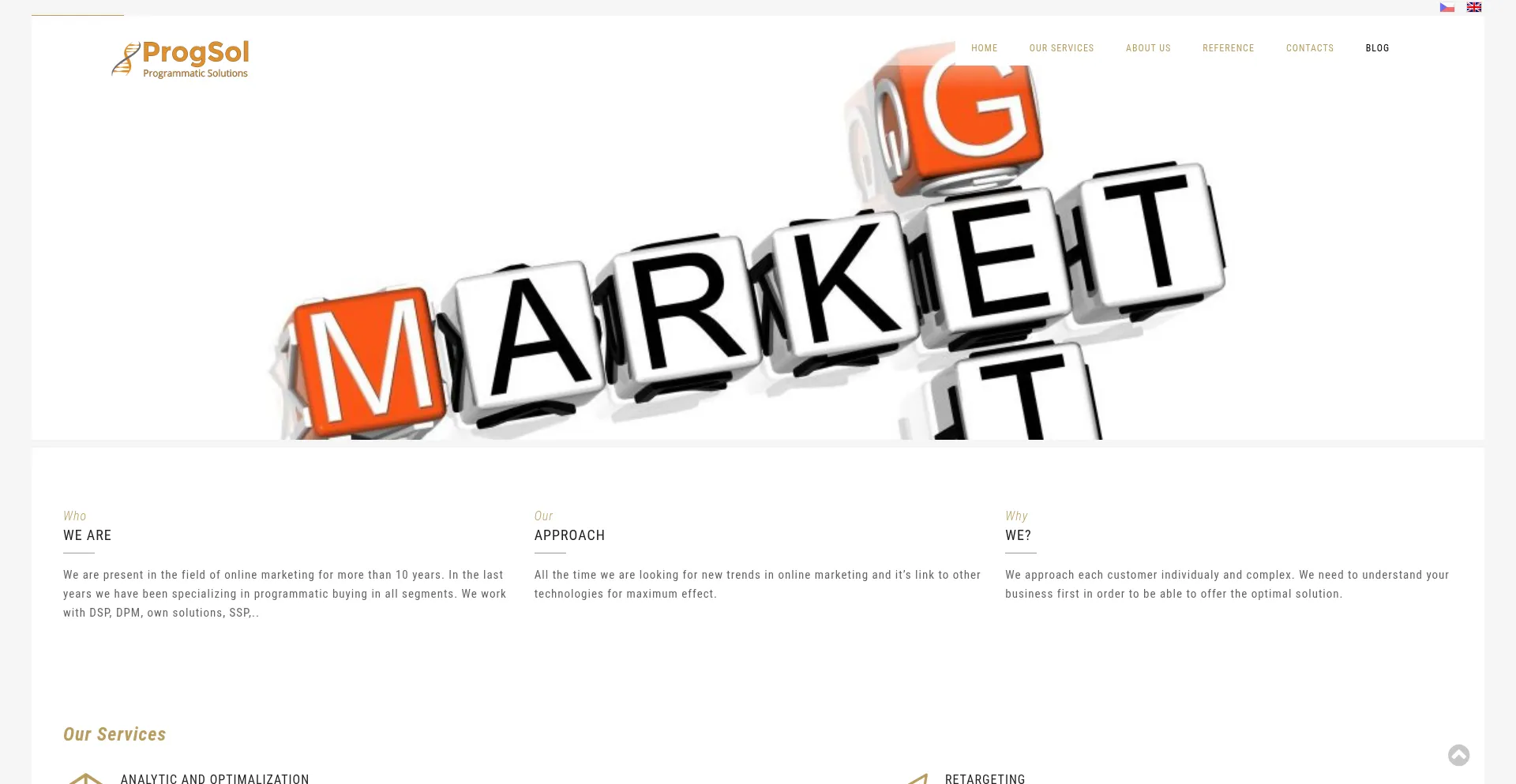 Website screenshot of Progsol.cz