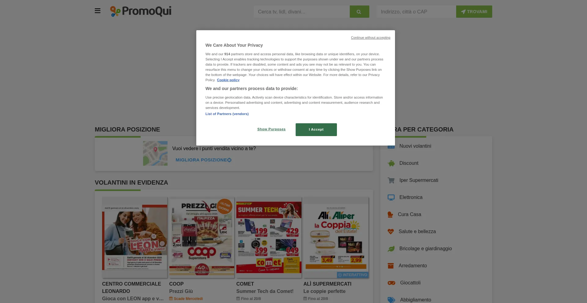 Website screenshot of Promoqui.it