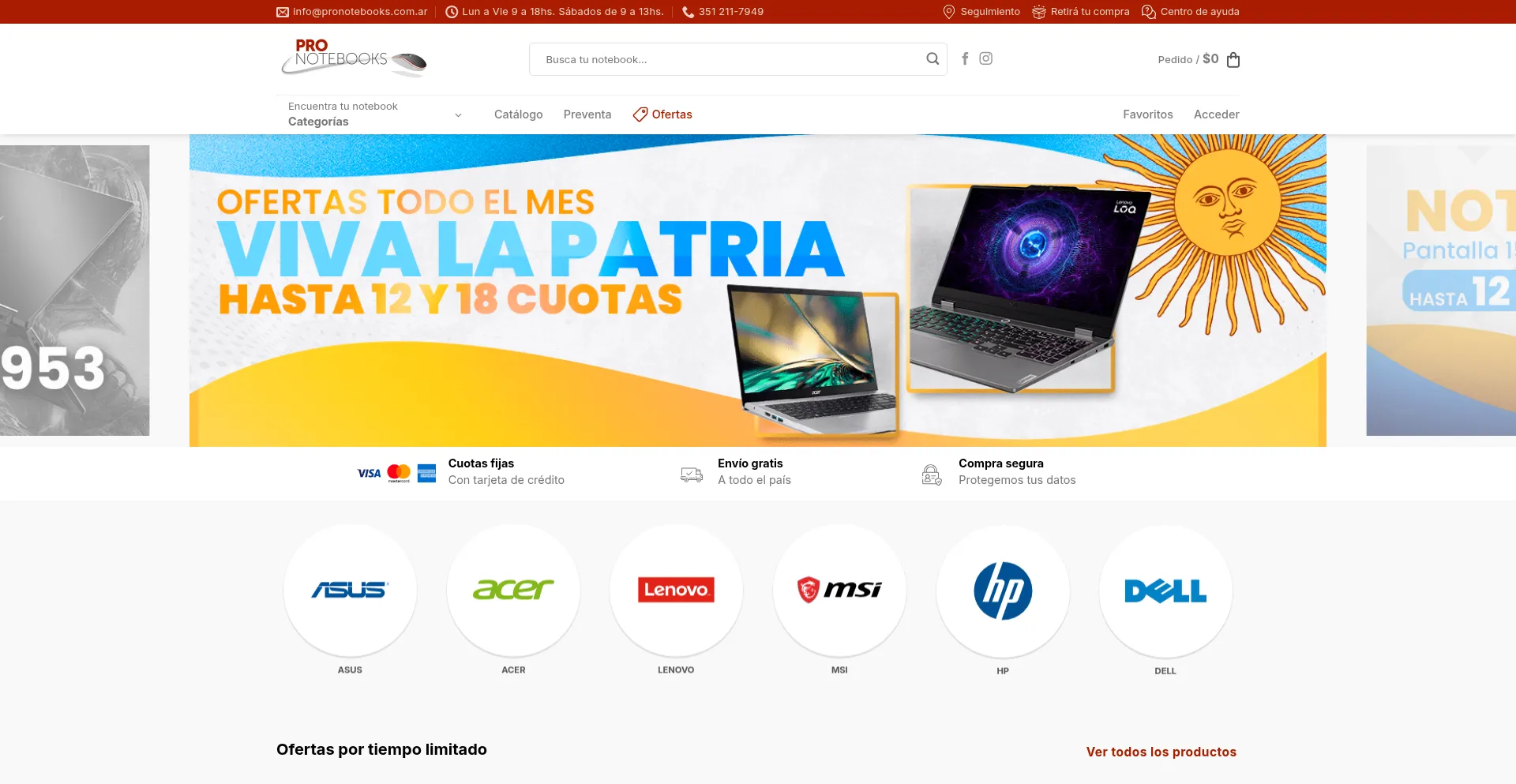 Website screenshot of Pronotebooks.com.ar