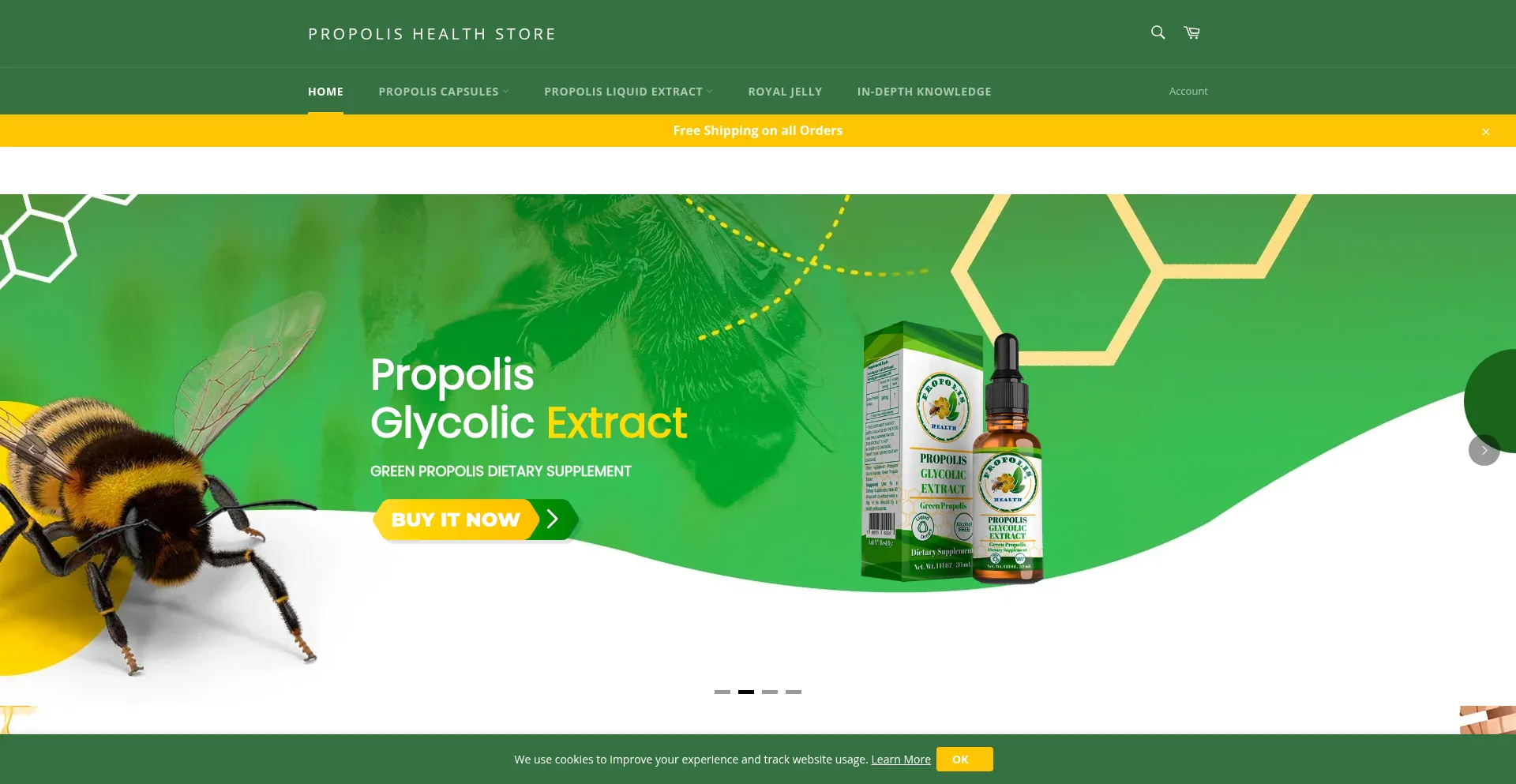 Website screenshot of Propolis-health.com