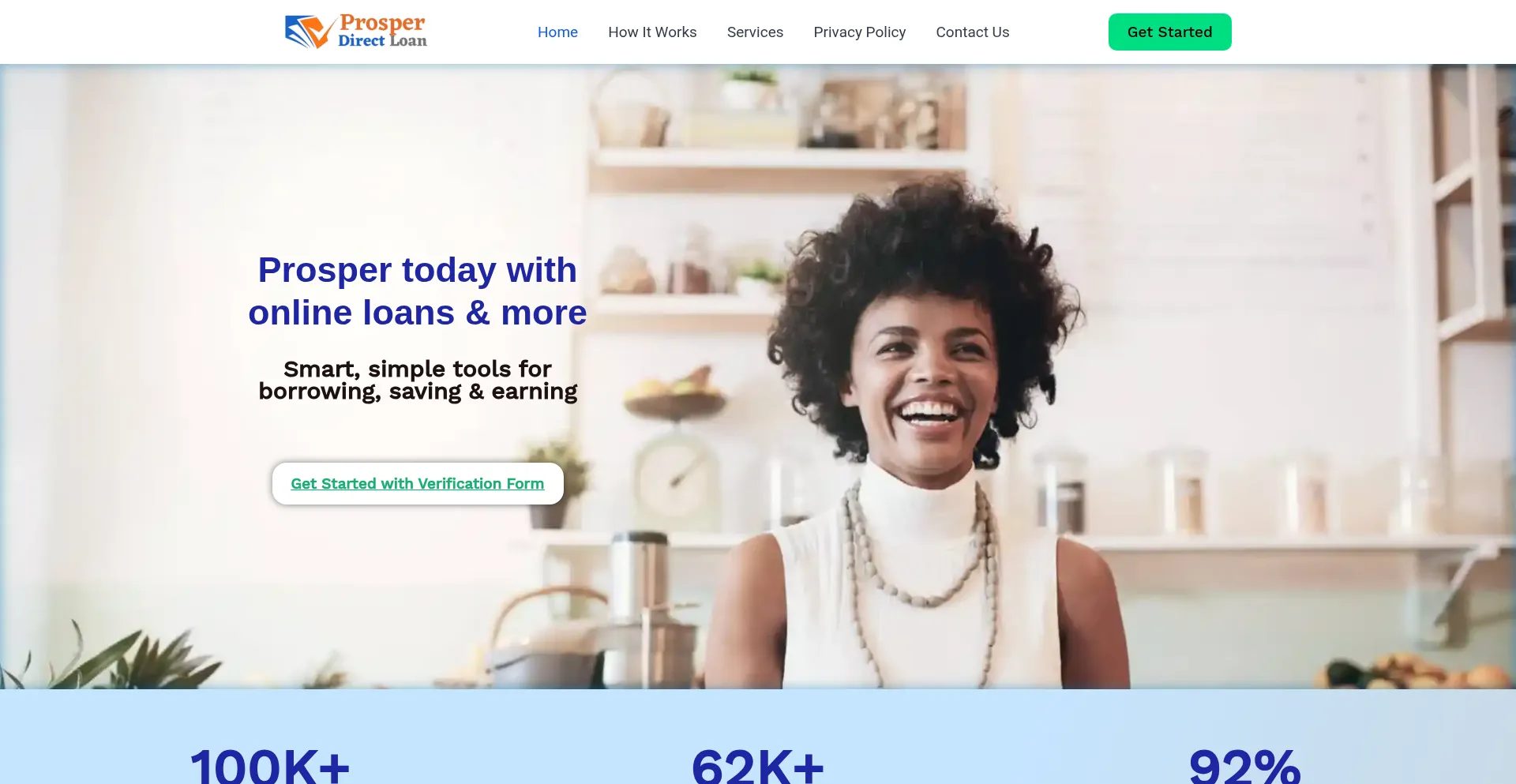Website screenshot of Prosperdirectloan.com