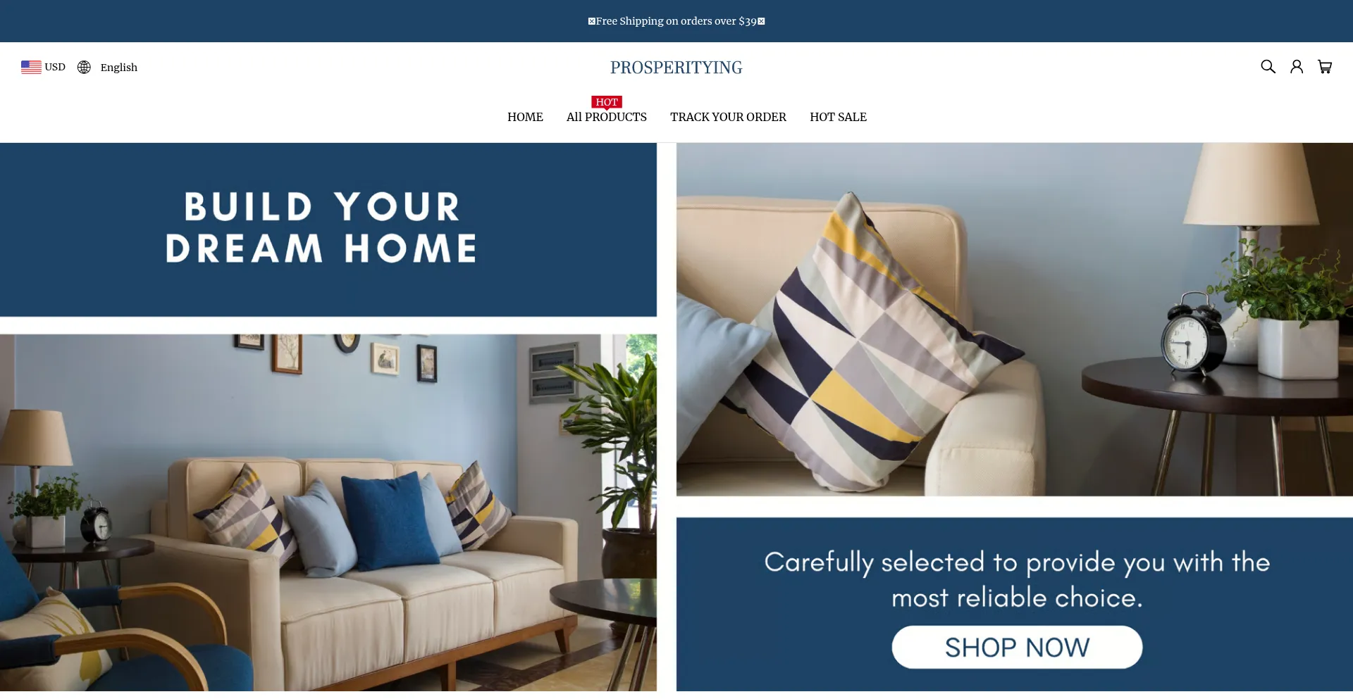 Website screenshot of Prosperitying.com
