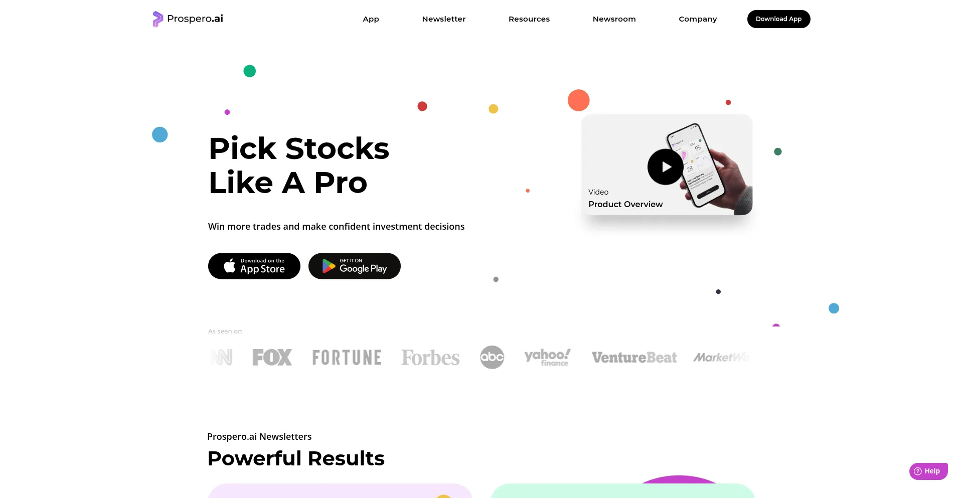 Website screenshot of Prospero.ai