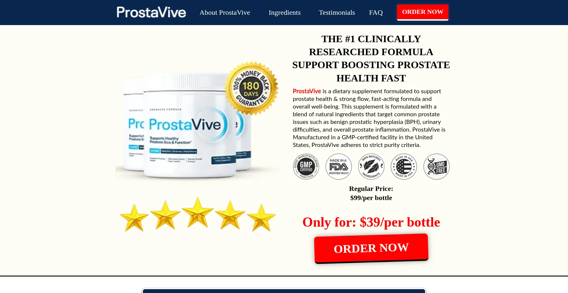 Website screenshot of Prostaviva.com
