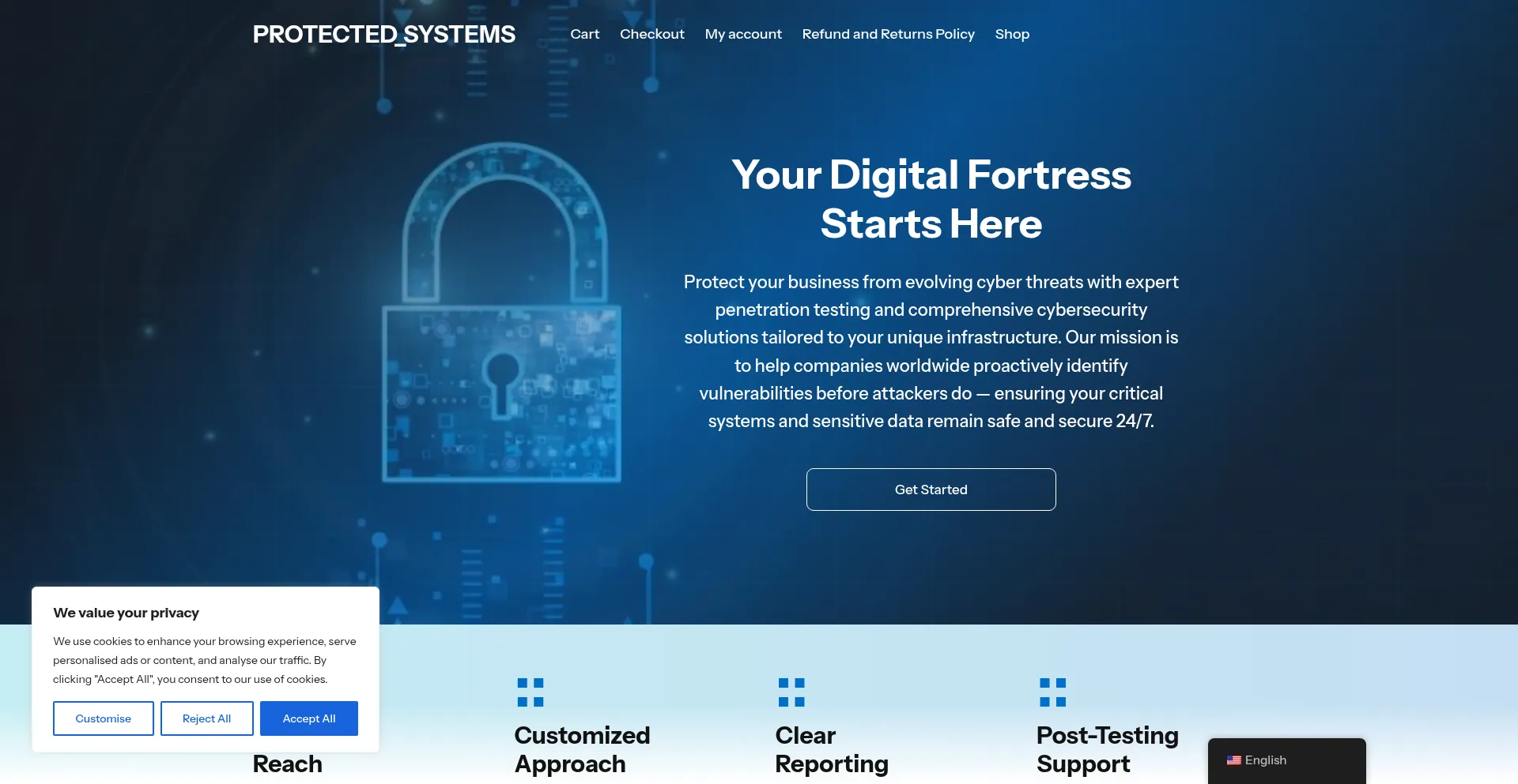Website screenshot of Protectedsystems.rocks