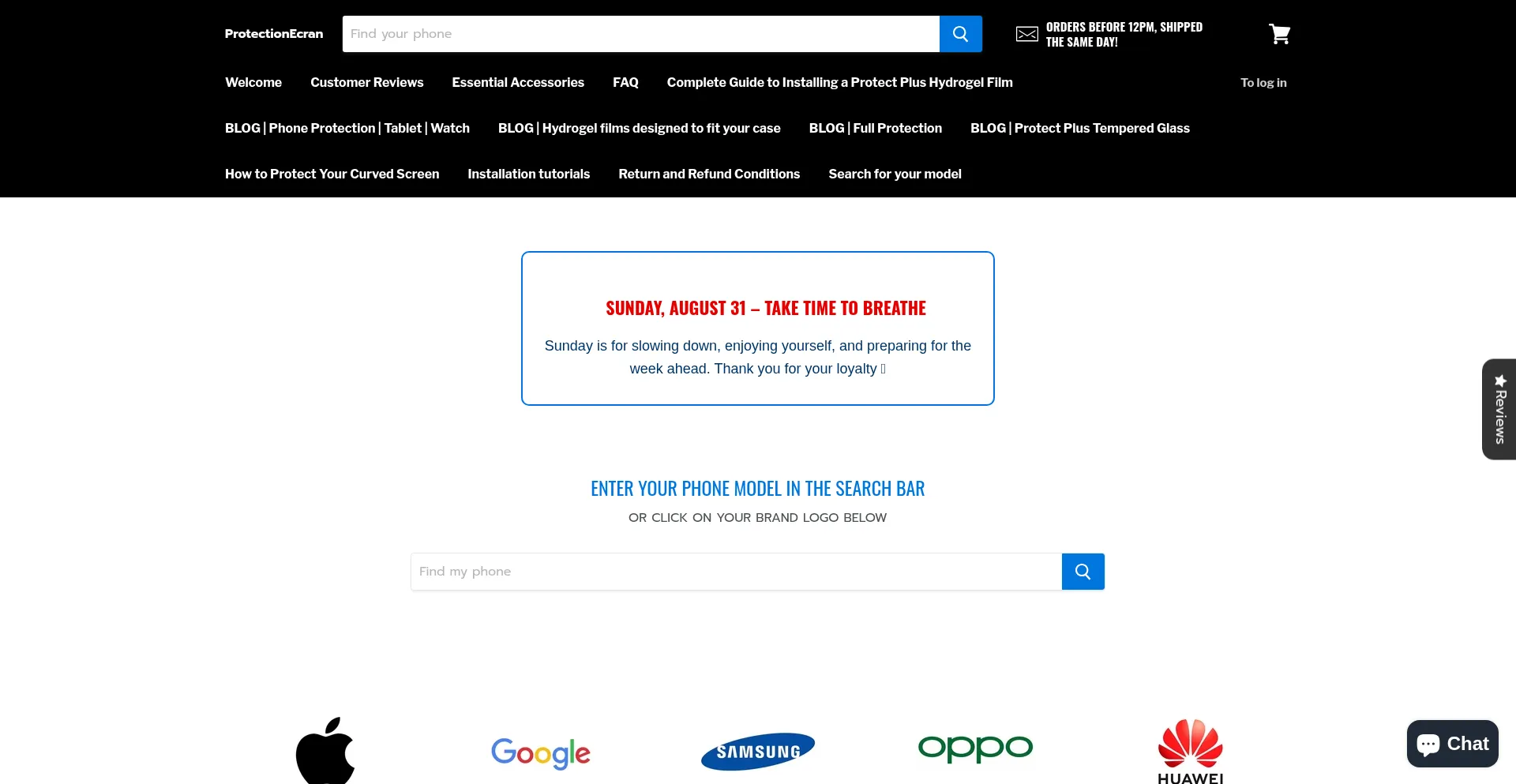 Website screenshot of Protectionecran.com