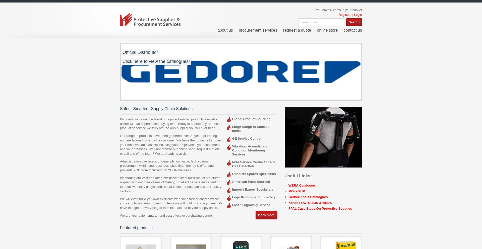 Website screenshot of Protectivesupplies.com