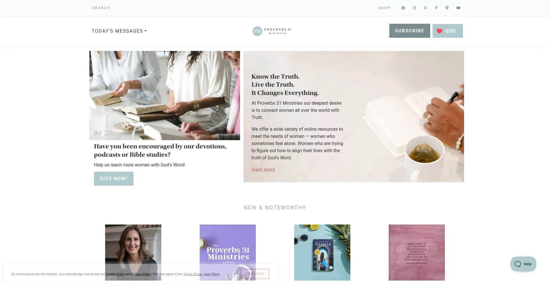 Website screenshot of Proverbs31.org