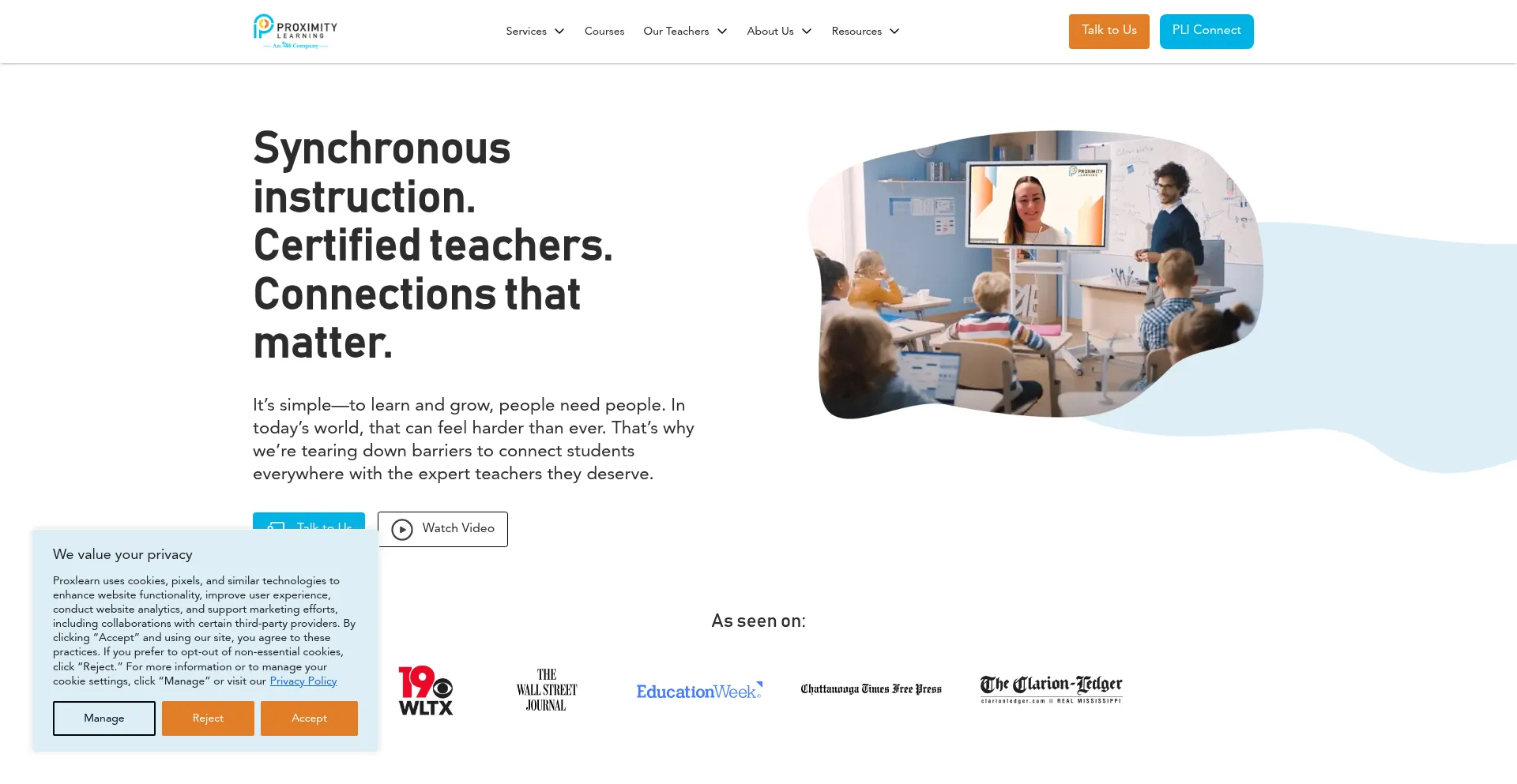 Website screenshot of Proxlearn.com