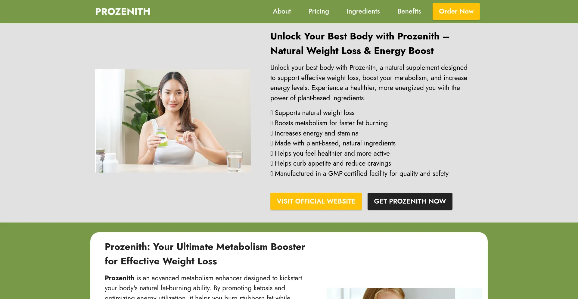 Website screenshot of Prozanith.us