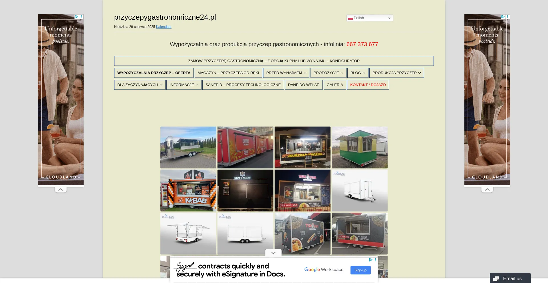 Website screenshot of Przyczepygastronomiczne24.pl