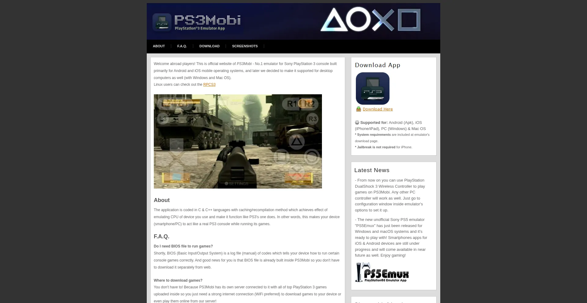Website screenshot of Ps3mobi.com