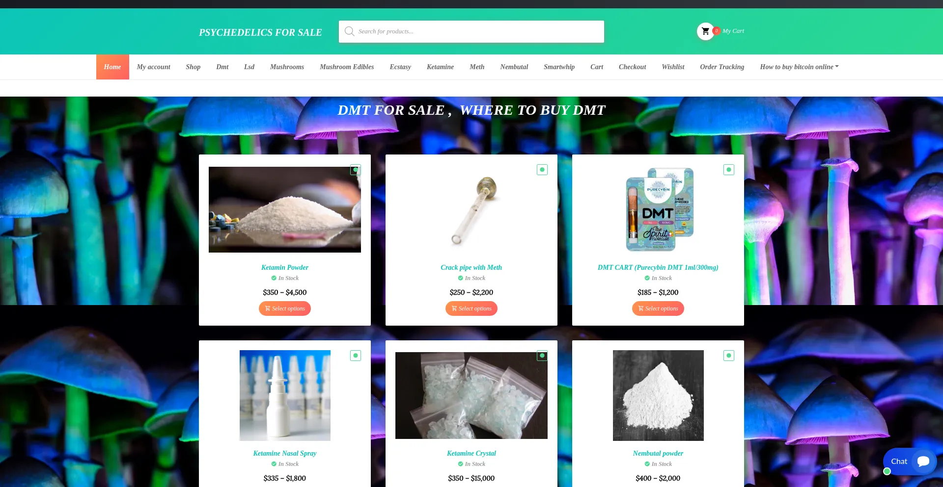 Website screenshot of Psychedelicsforsale.com
