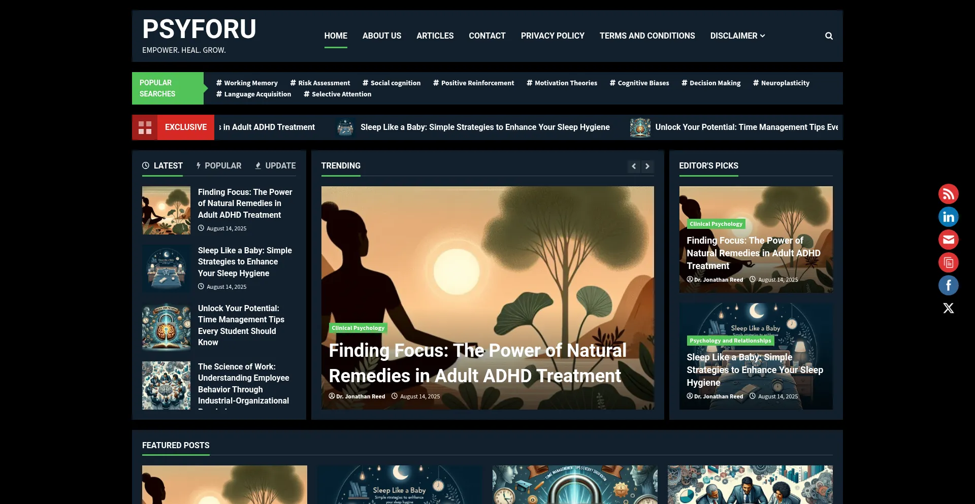 Website screenshot of Psyforu.com