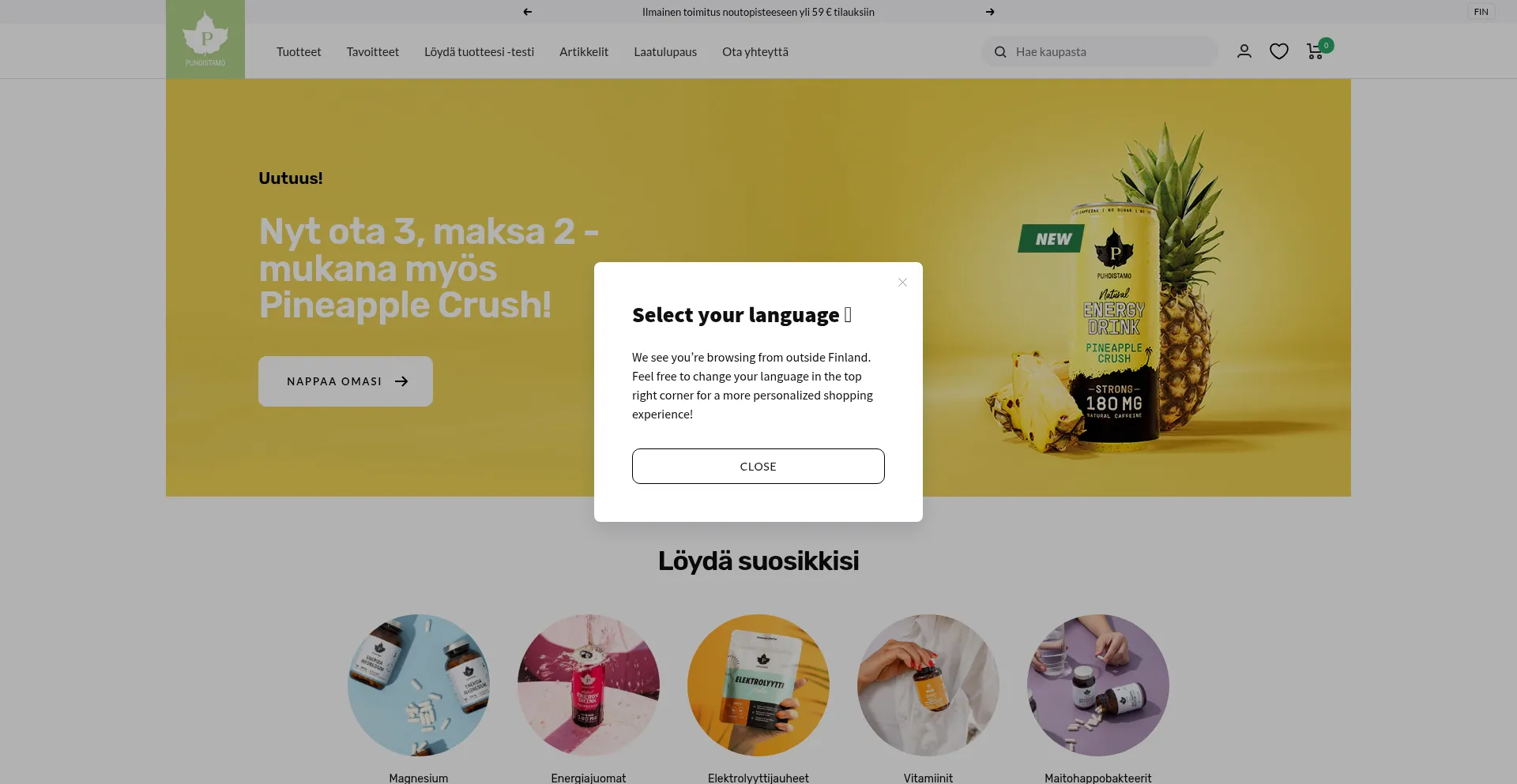 Website screenshot of Puhdistamo.fi
