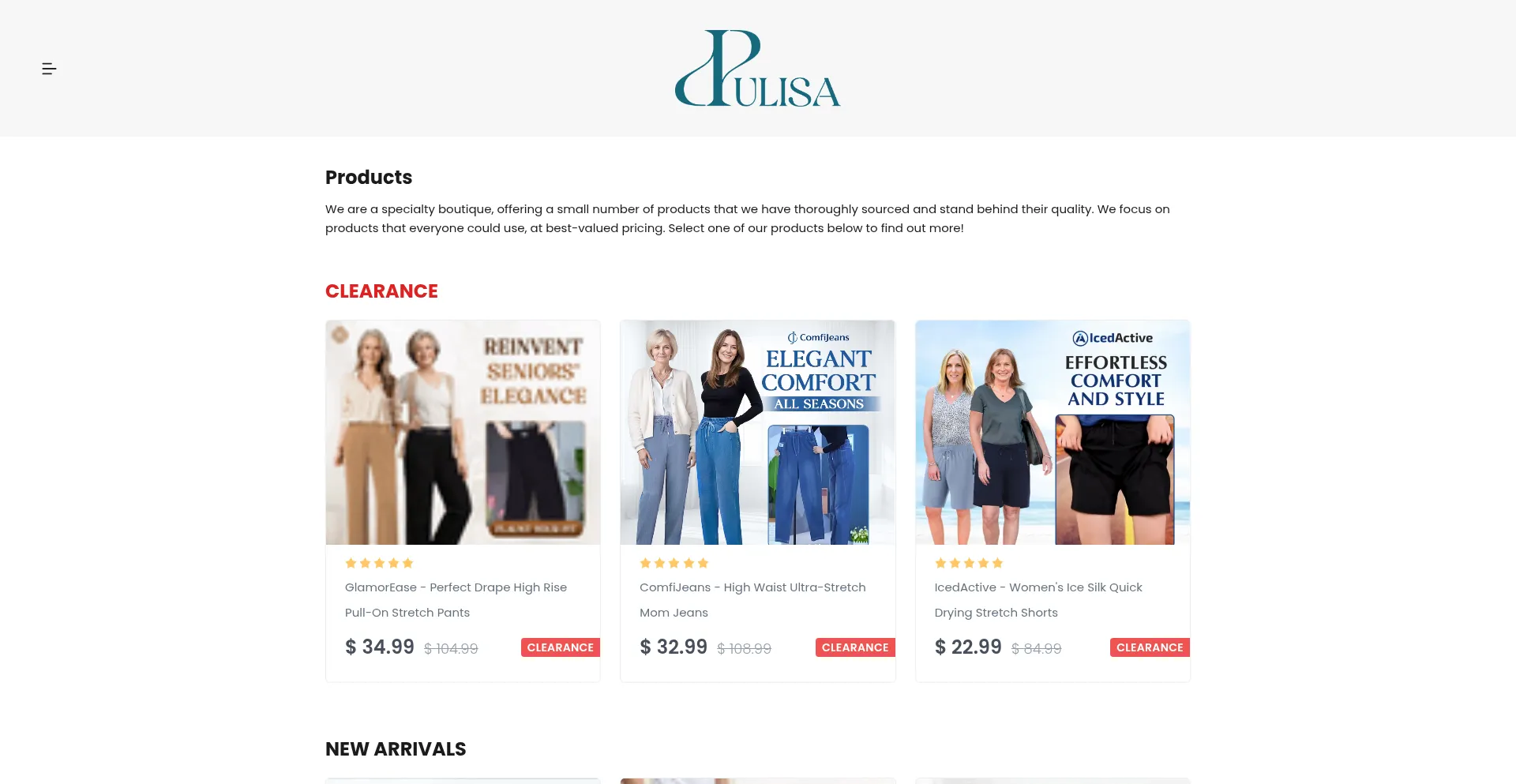 Website screenshot of Pulisa.com