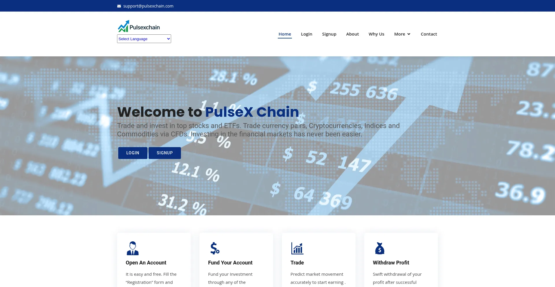 Website screenshot of Pulsexchain.com