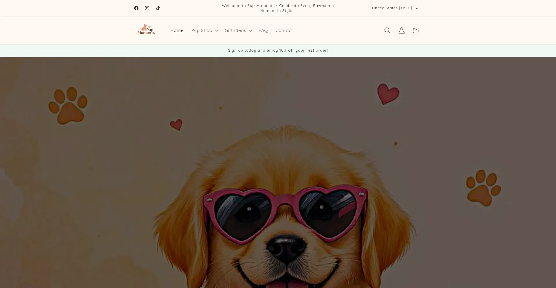 Website screenshot of Pupmoment.com